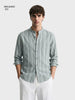 Men's Green Relaxed Fit Vertical Stripes Resort Wear Shirt