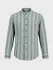 Men's Green Relaxed Fit Vertical Stripes Resort Wear Shirt