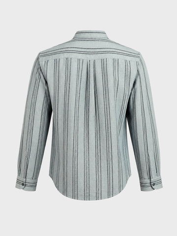 Men's Green Relaxed Fit Vertical Stripes Resort Wear Shirt