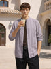 Men's Purple Relaxed Fit Vertical Stripes Resort Wear Shirt