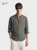 Men's Green Relaxed Fit Vertical Stripes Resort Wear Shirt