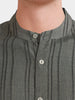 Men's Green Relaxed Fit Vertical Stripes Resort Wear Shirt