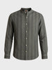 Men's Green Relaxed Fit Vertical Stripes Resort Wear Shirt