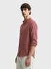 Men's Red Relaxed Fit Vertical Stripes Resort Wear Shirt