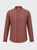 Men's Red Relaxed Fit Vertical Stripes Resort Wear Shirt