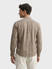 Men's Olive Relaxed Fit Vertical Stripes Resort Wear Shirt