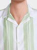 Men's Green Relaxed Fit Striped Resort Wear Shirt
