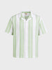 Men's Green Relaxed Fit Striped Resort Wear Shirt