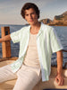 Men's Green Relaxed Fit Striped Resort Wear Shirt