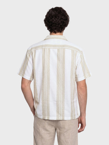 Men's Green Relaxed Fit Striped Resort Wear Shirt