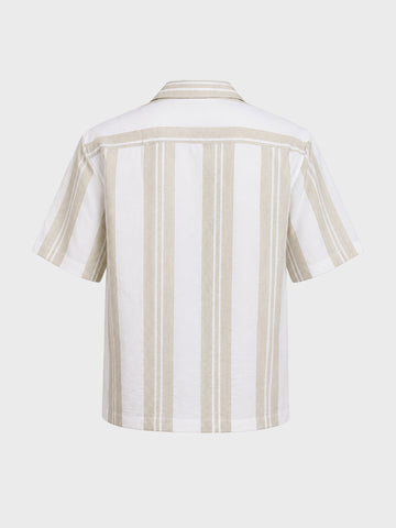 Men's Green Relaxed Fit Striped Resort Wear Shirt