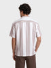 Men's Peach Boxy Fit Striped Resort Wear Shirt