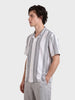 Men's Grey Relaxed Fit Striped Resort Wear Shirt