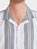Men's Grey Relaxed Fit Striped Resort Wear Shirt