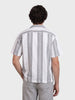 Men's Grey Relaxed Fit Striped Resort Wear Shirt
