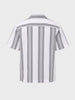 Men's Grey Relaxed Fit Striped Resort Wear Shirt
