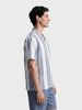 Men's Blue Boxy Fit Striped Resort Wear Shirt