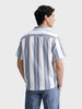 Men's Blue Boxy Fit Striped Resort Wear Shirt