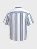 Men's Blue Boxy Fit Striped Resort Wear Shirt