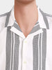 Men's Black Relaxed Fit Striped Resort Wear Shirt