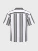 Men's Black Relaxed Fit Striped Resort Wear Shirt