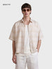 Men's Cream Boxy Fit Striped Resort Wear Shirt
