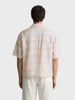 Men's Cream Boxy Fit Striped Resort Wear Shirt