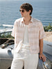 Men's Cream Boxy Fit Striped Resort Wear Shirt