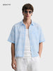 Men's Blue Boxy Fit Striped Resort Wear Shirt