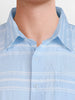 Men's Blue Boxy Fit Striped Resort Wear Shirt