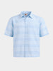 Men's Blue Boxy Fit Striped Resort Wear Shirt