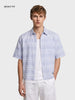 Men's Blue Boxy Fit Striped Resort Wear Shirt