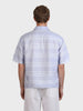 Men's Blue Boxy Fit Striped Resort Wear Shirt