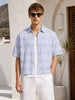 Men's Blue Boxy Fit Striped Resort Wear Shirt