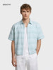 Men's Green Boxy Fit Striped Resort Wear Shirt