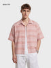 Men's Pink Boxy Fit Striped Resort Wear Shirt