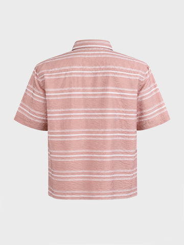 Men's Pink Boxy Fit Striped Resort Wear Shirt