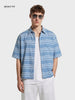 Men's Blue Boxy Fit Striped Resort Wear Shirt