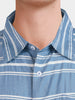 Men's Blue Boxy Fit Striped Resort Wear Shirt