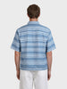 Men's Blue Boxy Fit Striped Resort Wear Shirt