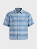 Men's Blue Boxy Fit Striped Resort Wear Shirt