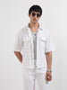 Men's White Boxy Fit Textured Resort Wear Shirt