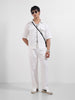 Men's White Boxy Fit Textured Resort Wear Shirt