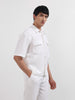 Men's White Boxy Fit Textured Resort Wear Shirt