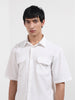 Men's White Boxy Fit Textured Resort Wear Shirt