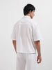 Men's White Boxy Fit Textured Resort Wear Shirt