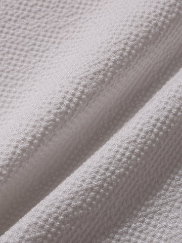 Men's White Boxy Fit Textured Resort Wear Shirt