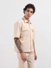 Men's Beige Boxy Fit Textured Resort Wear Shirt
