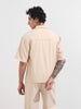 Men's Beige Boxy Fit Textured Resort Wear Shirt