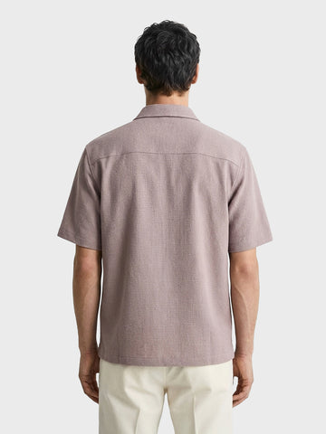 Men's Grey Boxy Fit Textured Resort Wear Shirt